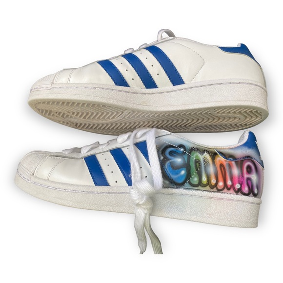 Adidas Girls Hand Graffetti Artist Painted “Emma” Sneakers - Picture 8 of 12